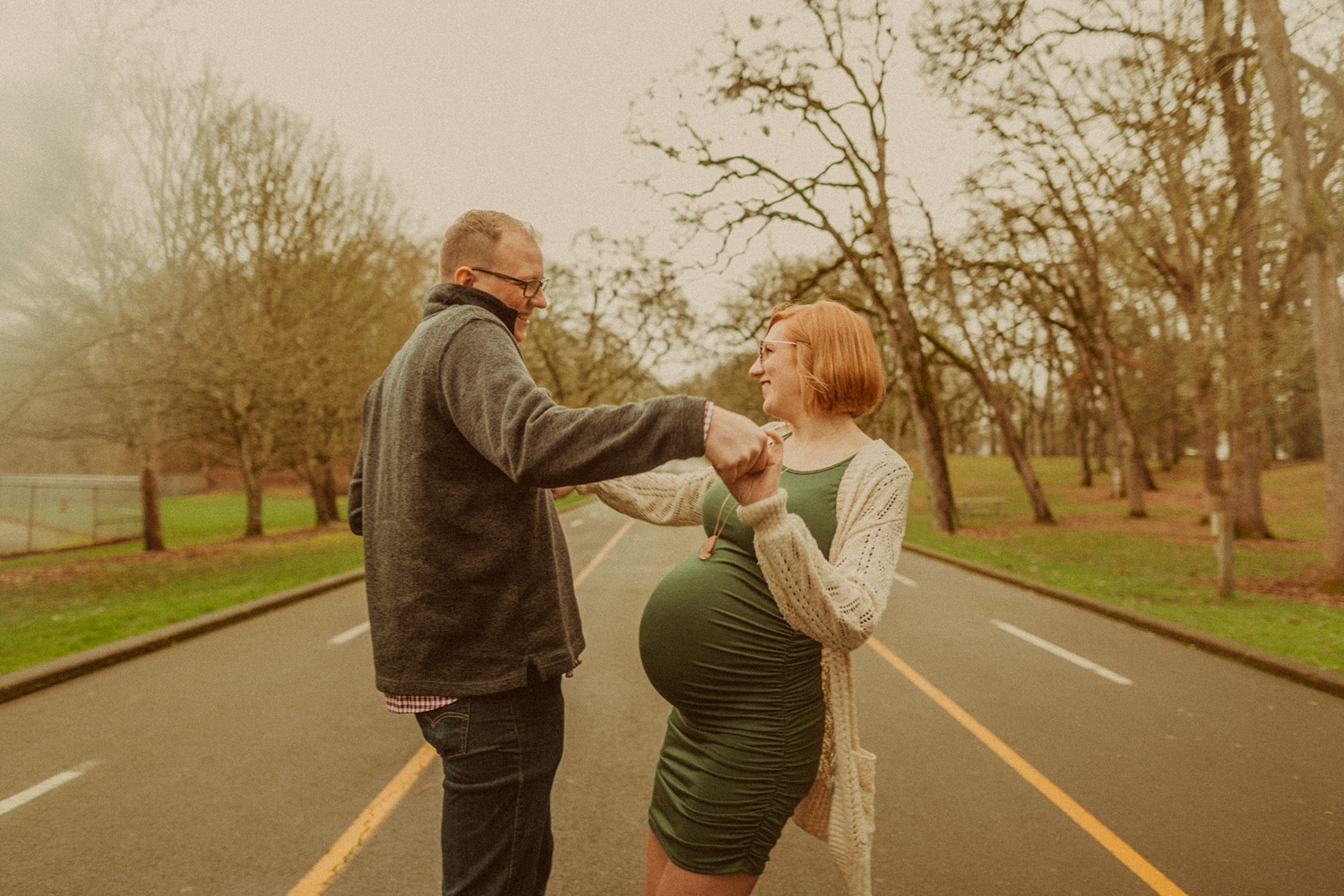 Downtown couples maternity session in Salem, OR at Bush Pasture Park